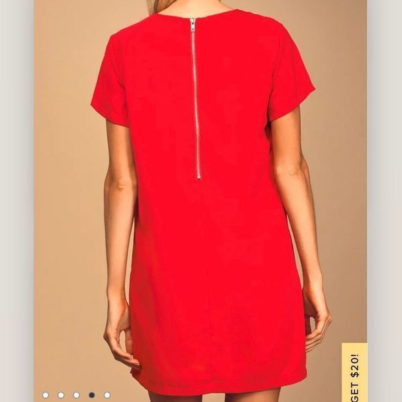 Lulus Shift and Shout‎ Red Shift Dress SMALL - Picture 4 of 12